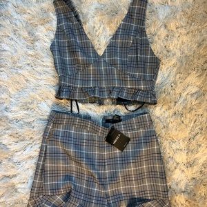 Forever 21 plaid crop top and shorts set